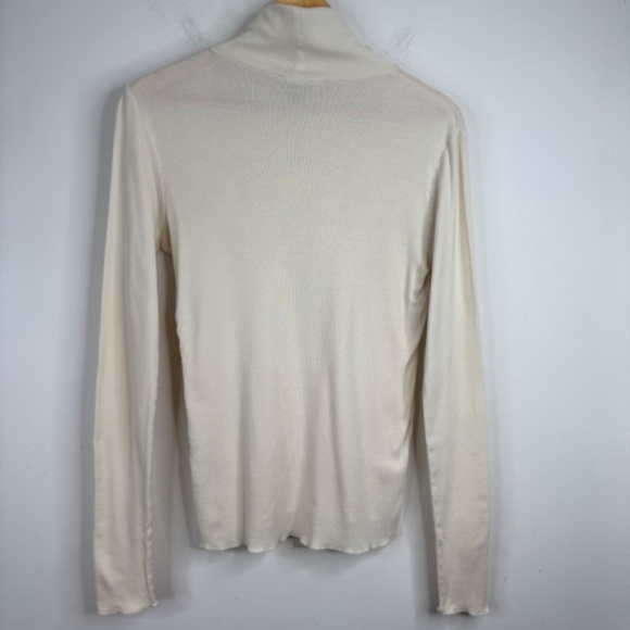 Ralph Lauren Ribbed Knit Turtleneck L Cream Ivory Preppy Old Money Classic Pony - Picture 2 of 8